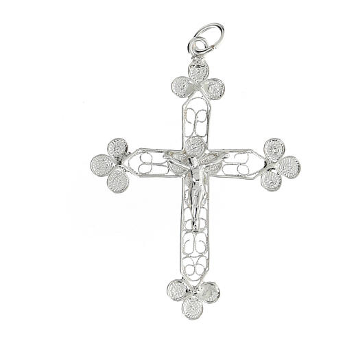 Filigree budded cross pendant of 800 silver, 1.8x1.4 in 1