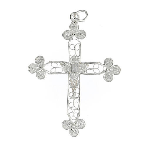 Filigree budded cross pendant of 800 silver, 1.8x1.4 in 2