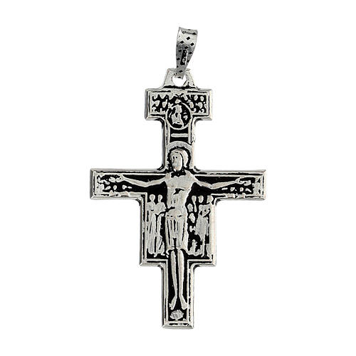 Pendente croce Assisi argento 925 san Francesco 1