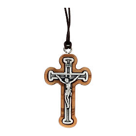 Olive wood cross pendant 4x3 cm