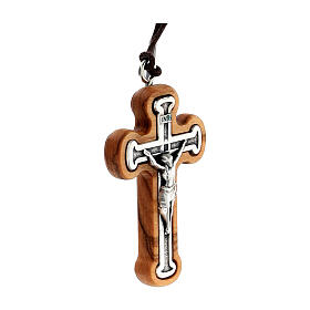 Olive wood cross pendant 4x3 cm