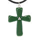 Green cross pendant with strass s1