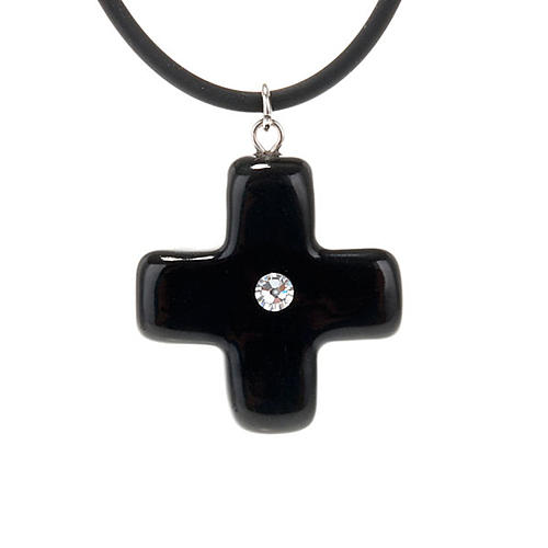 Black cross pendant with strass 1