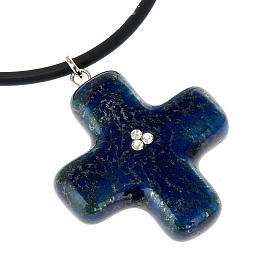 Blue cross with 3 strass