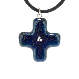 Croix bleue avec 3 strass