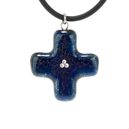 Blue cross with 3 strass 1