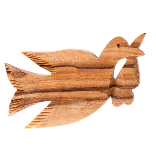 Olive wood brooch with dove 1