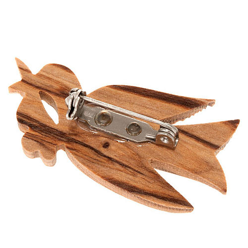 Olive wood brooch with dove 2
