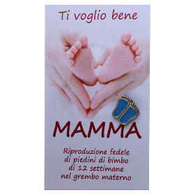 Spille e orecchini: Spilla piedini di bimbo smaltata azzurro