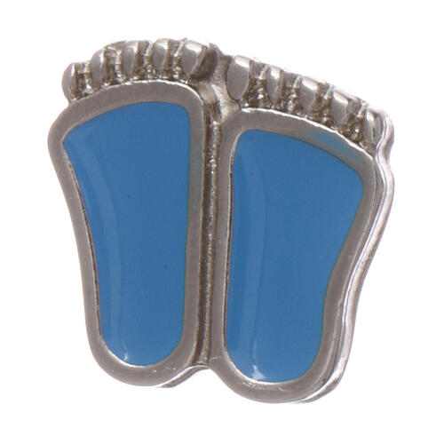 Blue enameled baby boy feet brooch 3