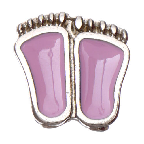Pink enameled baby girl feet brooch 3
