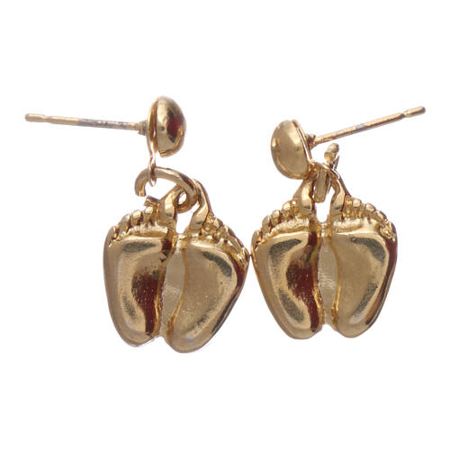 Baby feet earrings gold enameled 3
