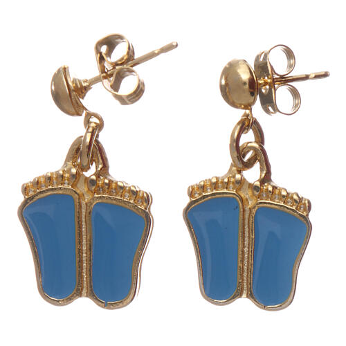 Baby feet earrings blue enameled 3