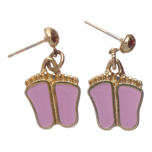 Foot-shaped earrings with pink enamel 3