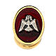 Broche Confirmation avec colombe fond rouge s1