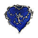Blue heart brooch with angel flowers s1