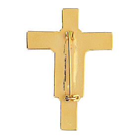 Broche alfinete crucifixo esmaltado fundo castanho 5x4 cm