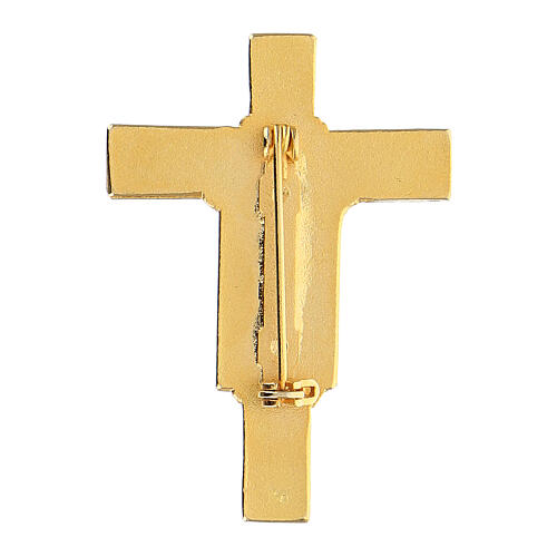 Broche alfinete crucifixo esmaltado fundo castanho 5x4 cm 2