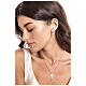 Journey earrings with three hearts, white rhinestones and hypoallergenic steel s2