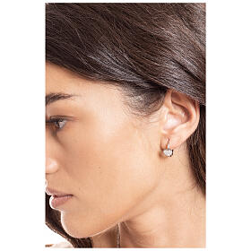 Frontal Circle Heart Earrings in Stainless Steel White Zircons