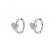 Frontal Circle Heart Earrings in Stainless Steel White Zircons s1
