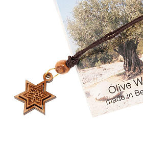 Wisiorek gwiazda Dawida z drewna oliwnego