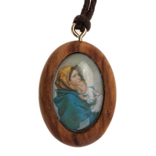 Olive pendant, oval with Ferruzzi's Madonna 1
