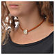 Choker necklace in tan leather with Virgin Mary pendant s3