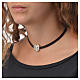 Choker necklace in dark brown leather with Virgin Mary pendant s3