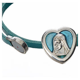 Choker necklace in light blue leather with Virgin Mary pendant