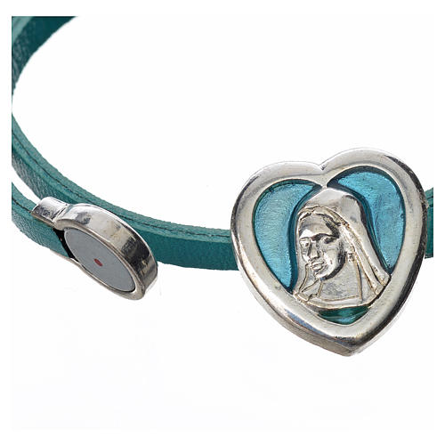 Choker necklace in light blue leather with Virgin Mary pendant 5