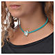 Choker necklace in light blue leather with Virgin Mary pendant s6