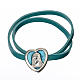 Choker necklace in light blue leather with Virgin Mary pendant s1