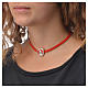 Choker necklace in red leather with Virgin Mary pendant s3