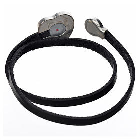 Pendenti vari: Girocollo pelle nera placca Madonna smalto rosso