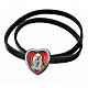 Choker necklace in black leather, Virgin Mary pendant red enamel s1