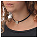 Choker necklace in black leather with Virgin Mary pendant s3