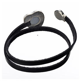 Pingentes Vários: Gargantilha couro preto placa Virgem esmalte azul