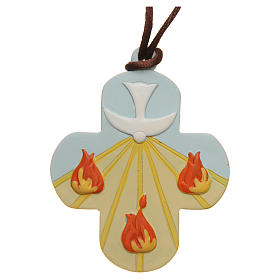 STOCK Croce Cresima S. Santo resina colorata con cordino 7x6 cm