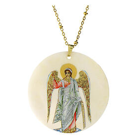 Pendant Guardian Angel natural mother-of-pearl
