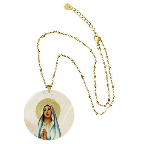 Pendant Our Lady of Lourdes natural mother-of-pearl 3