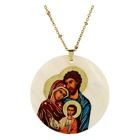 Pendant Holy Family natural mother-of-pearl