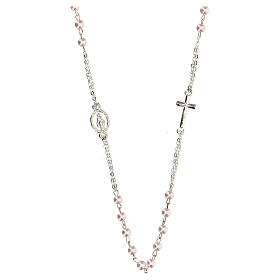 Rosenkranz-Kette, 3 10er-Sätze an Perlen, rosa Glasperlen, 4 mm