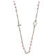 Necklace with three decade rosary, pink wax glass beads, 4 mm s1