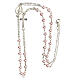 Necklace with three decade rosary, pink wax glass beads, 4 mm s3