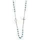 Necklace with three decade rosary, light blue wax glass beads, 4 mm s2