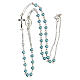 Necklace with three decade rosary, light blue wax glass beads, 4 mm s3