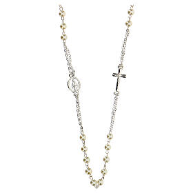 Rosenkranz-Kette, 3 10er-Sätze an Perlen, weiße Glasperlen, 4 mm