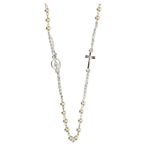 Rosenkranz-Kette, 3 10er-Sätze an Perlen, weiße Glasperlen, 4 mm 1