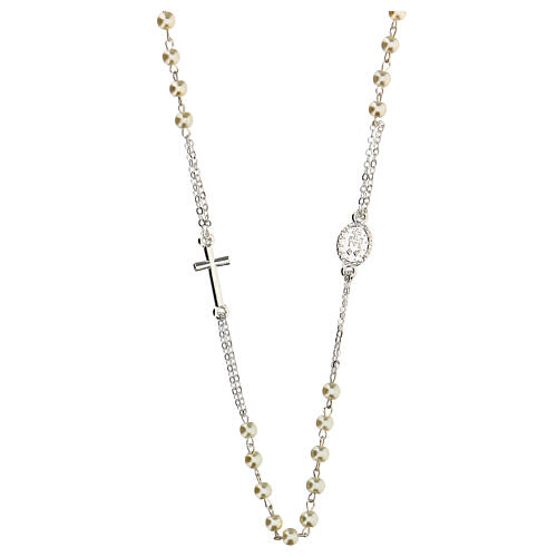 Rosenkranz-Kette, 3 10er-Sätze an Perlen, weiße Glasperlen, 4 mm 2